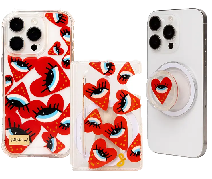 Combo Heart Attack (Funda + Pop Socket + Tarjetero)